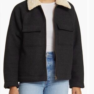 Faherty Black Legacy High Pile Jacket with Cream Collar like New!